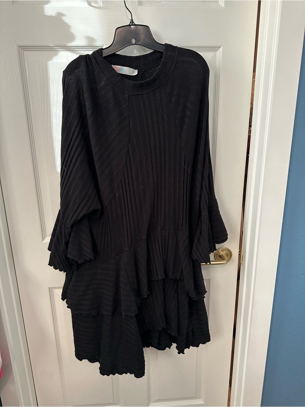 FP Beach Black Ribbed Crew Neck Tunic